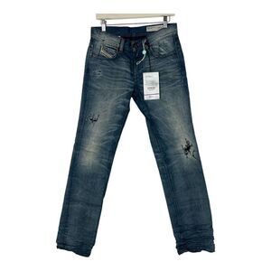 New Diesel Women US 27 Denim Blue Jeans Faded Washed Straight Leg Regular Waist